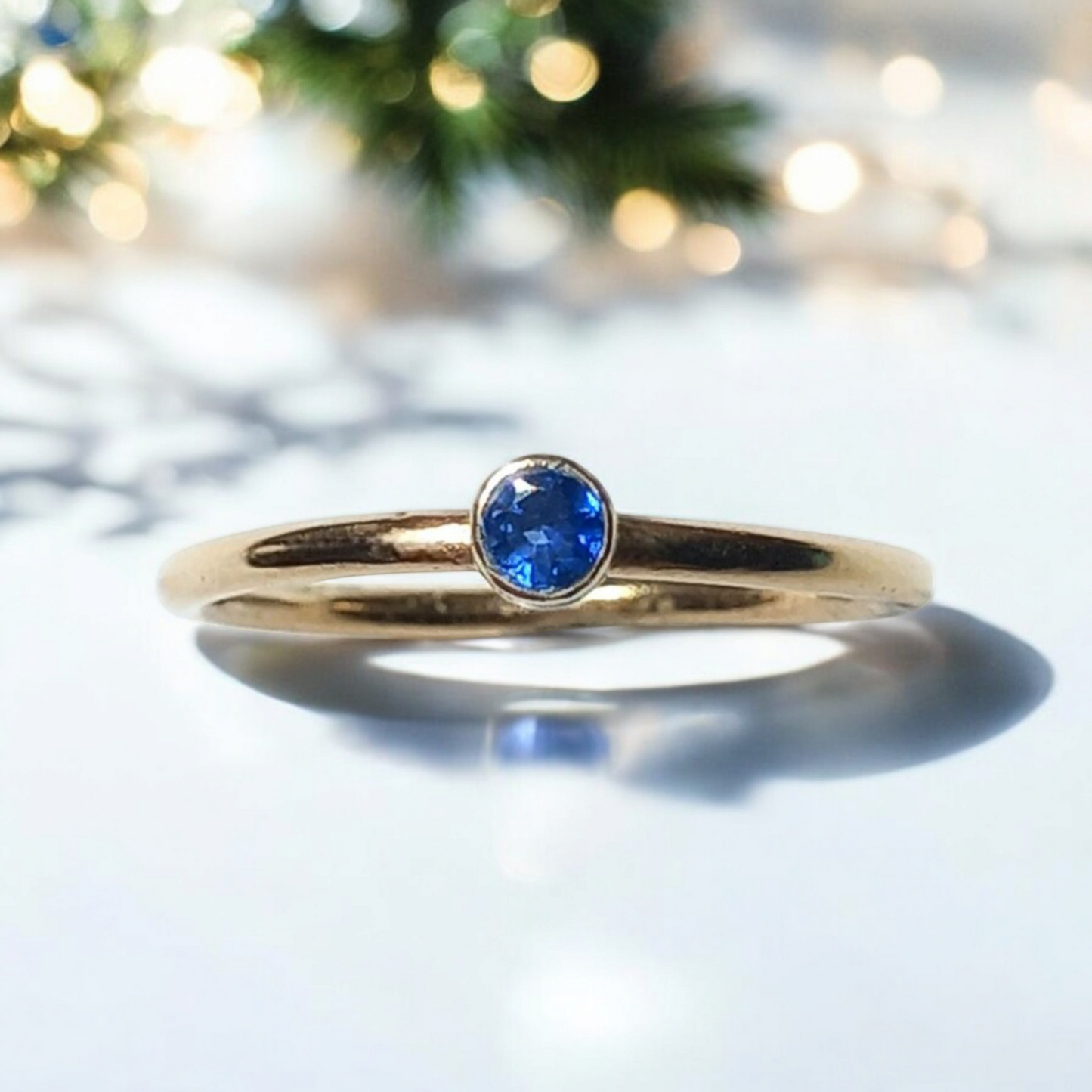 Handmade 9ct Solid Gold Dainty Sapphire Stacking Ring