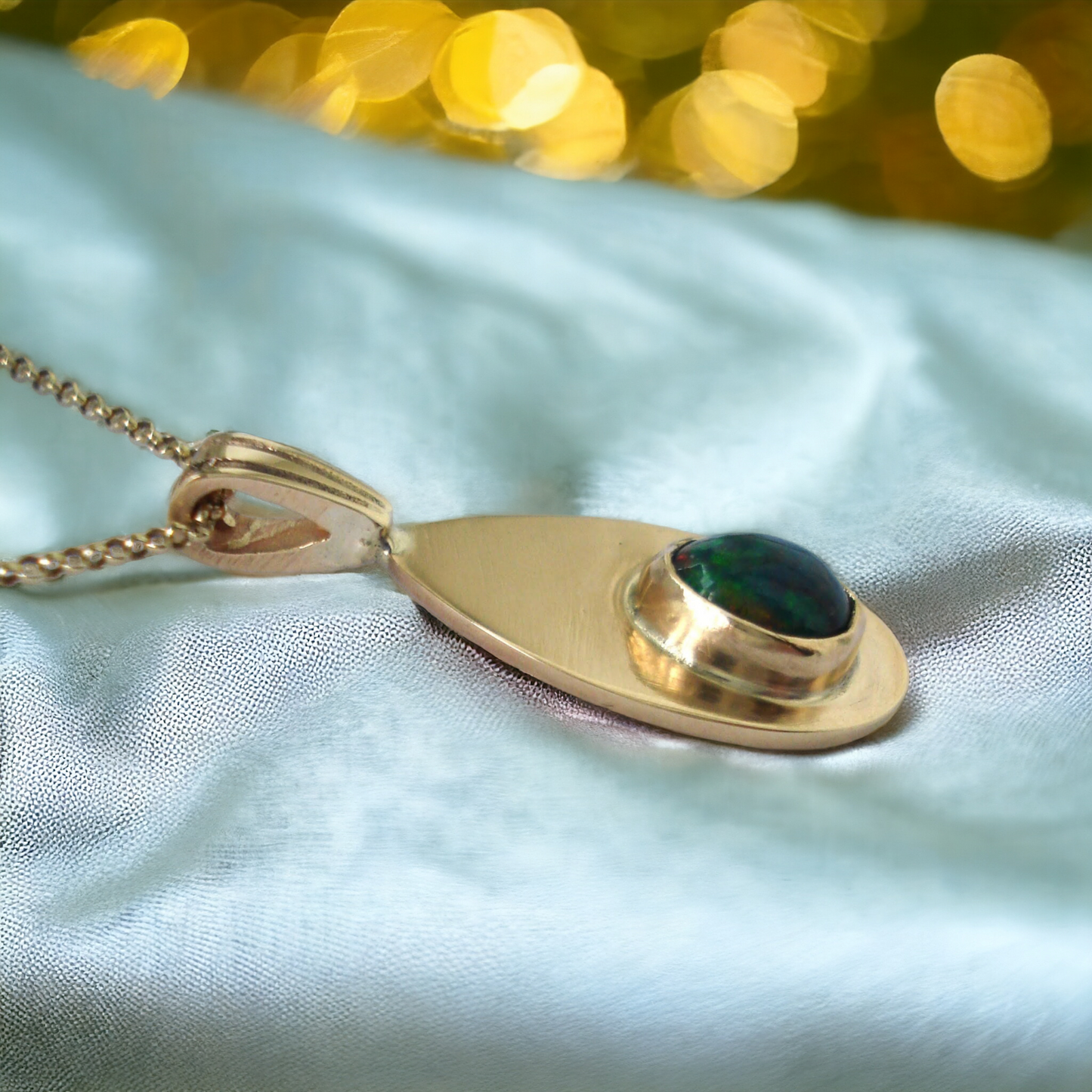 Solid 9ct Gold and Etheopian Opal Teardop Pendant