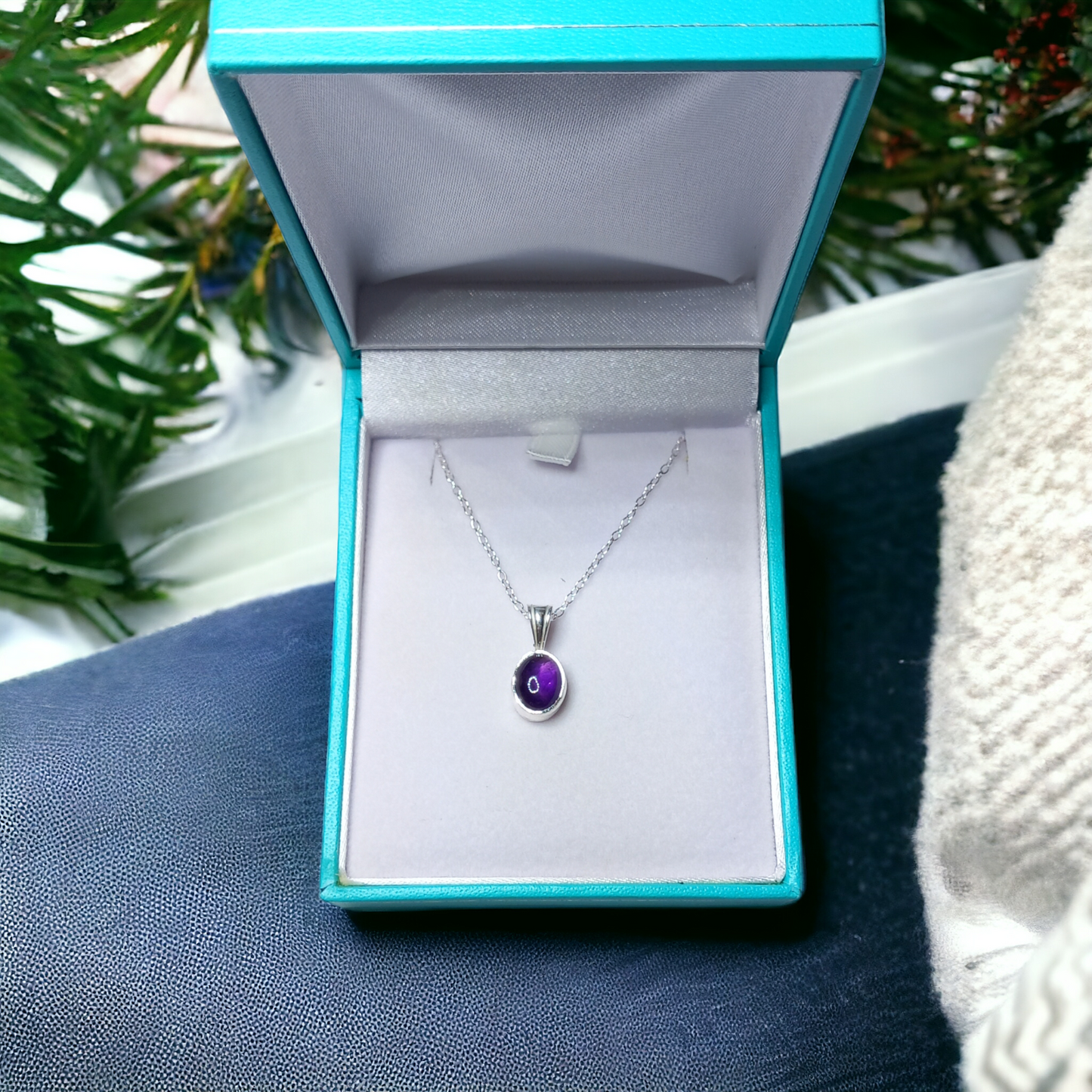 Handmade Silver Oval Amethyst Pendant