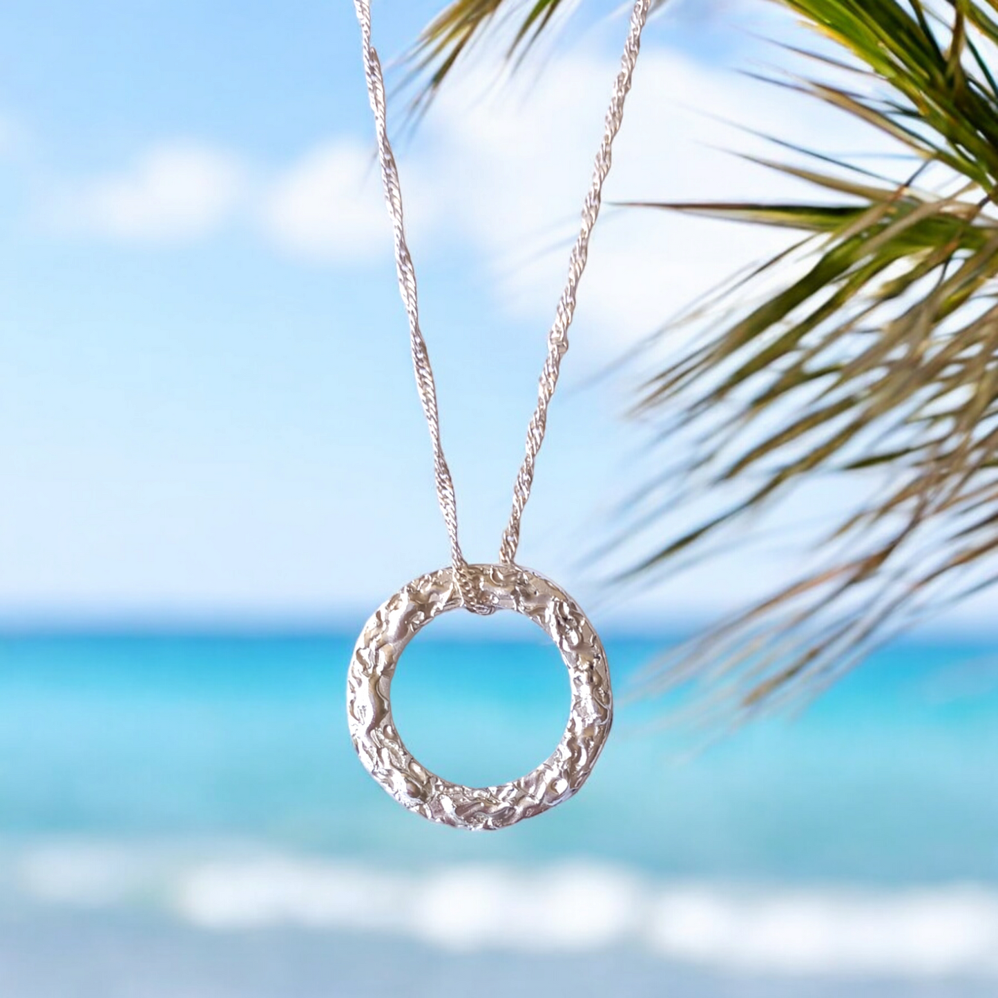 Handmade Sterling Silver Circle Wave Pendant