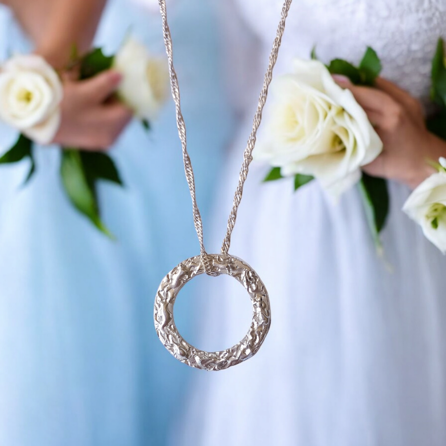 Handmade Sterling Silver Circle Wave Pendant