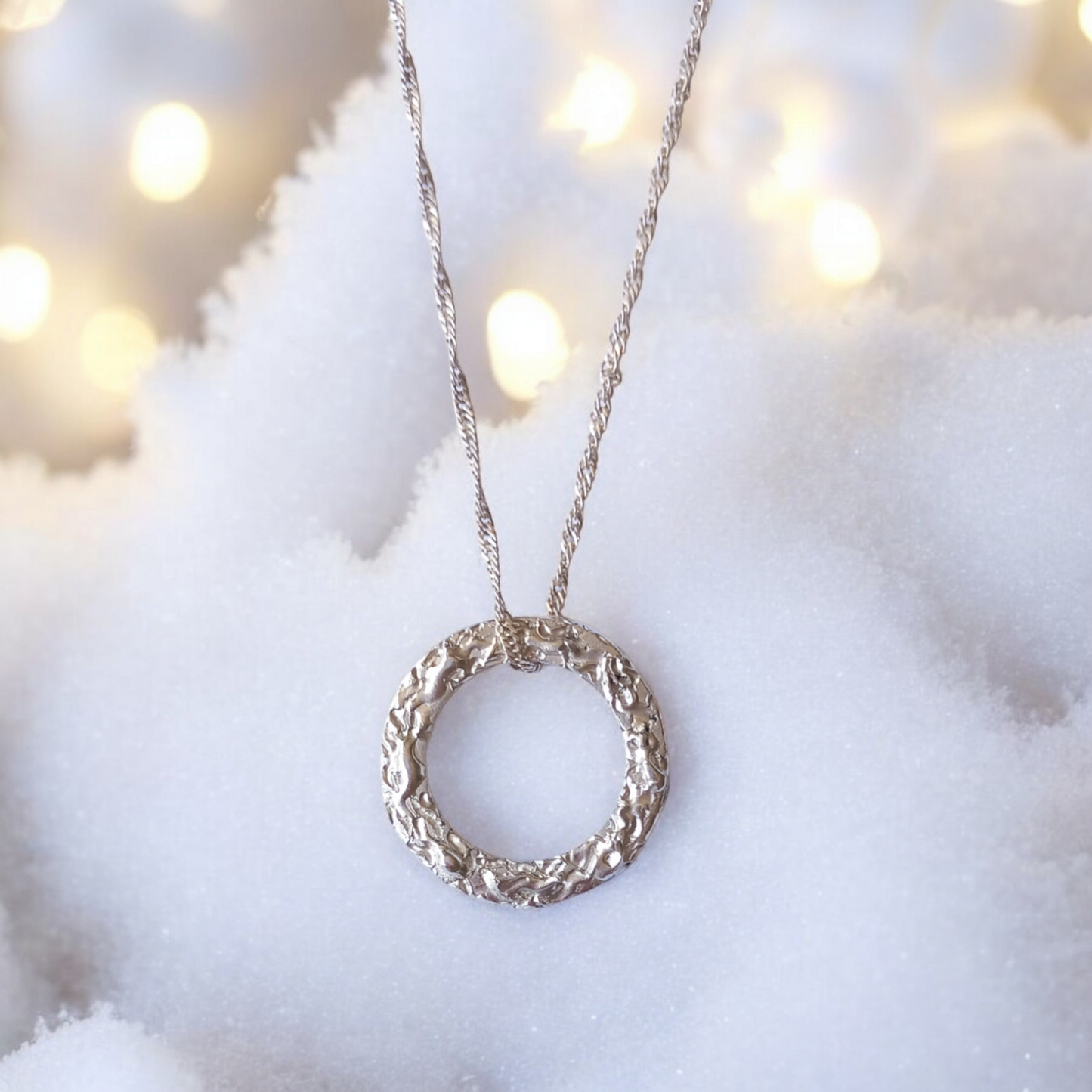 Handmade Sterling Silver Circle Wave Pendant