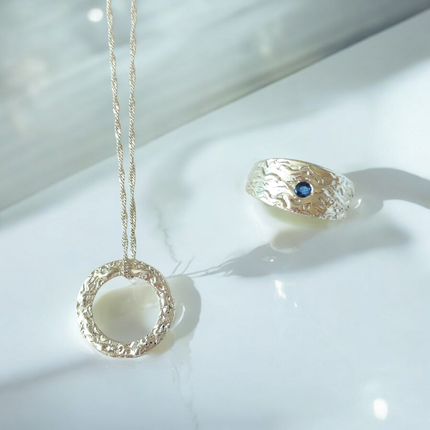Handmade Sterling Silver Circle Wave Pendant