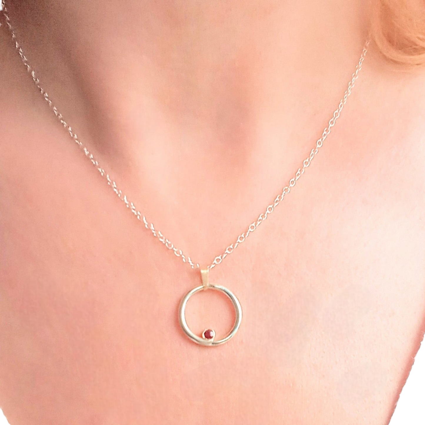 Silver and 9ct Gold Ruby Necklace