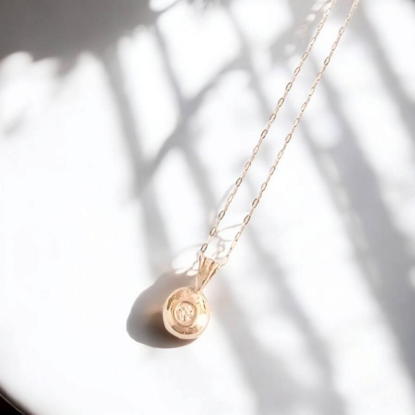 Handmade 9ct Solid Gold and Diamond Nugget Necklace