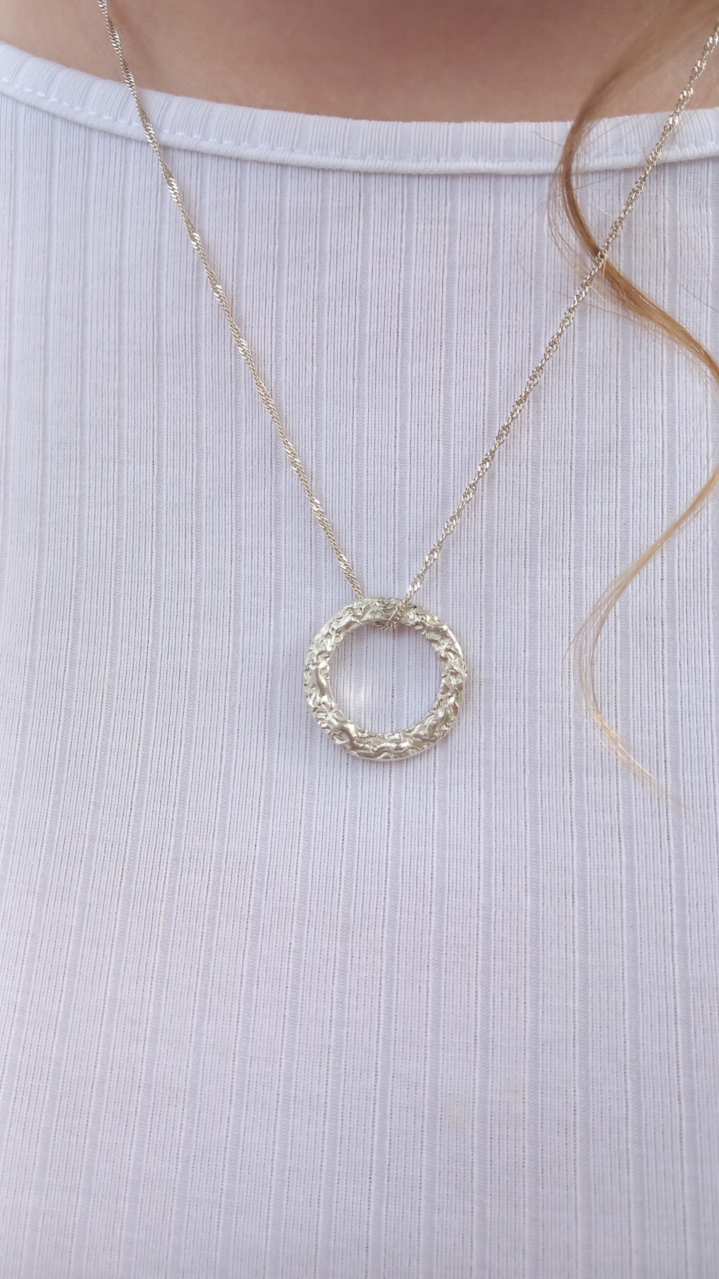 Handmade Sterling Silver Circle Wave Pendant