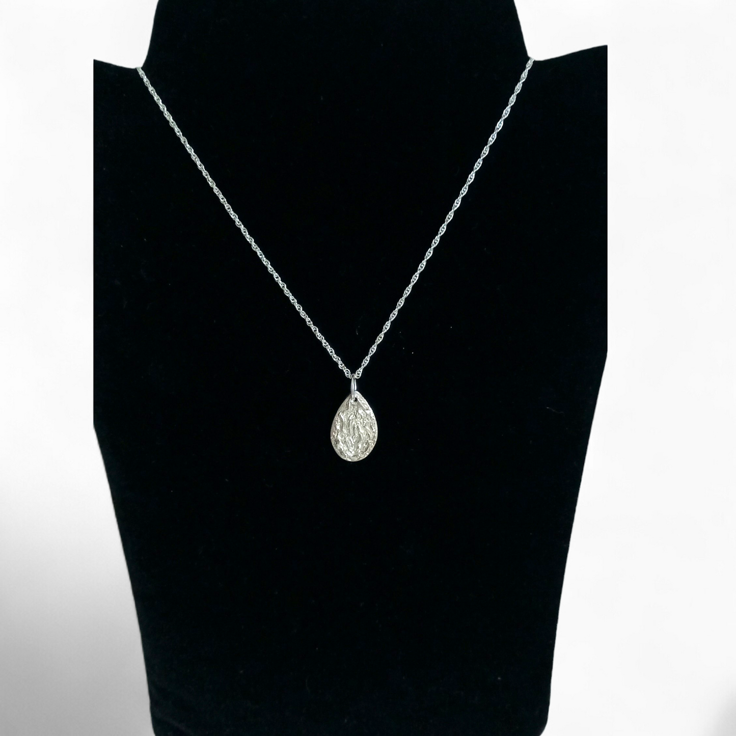 Handmade Solid Silver Teardrop Pendant and Chain
