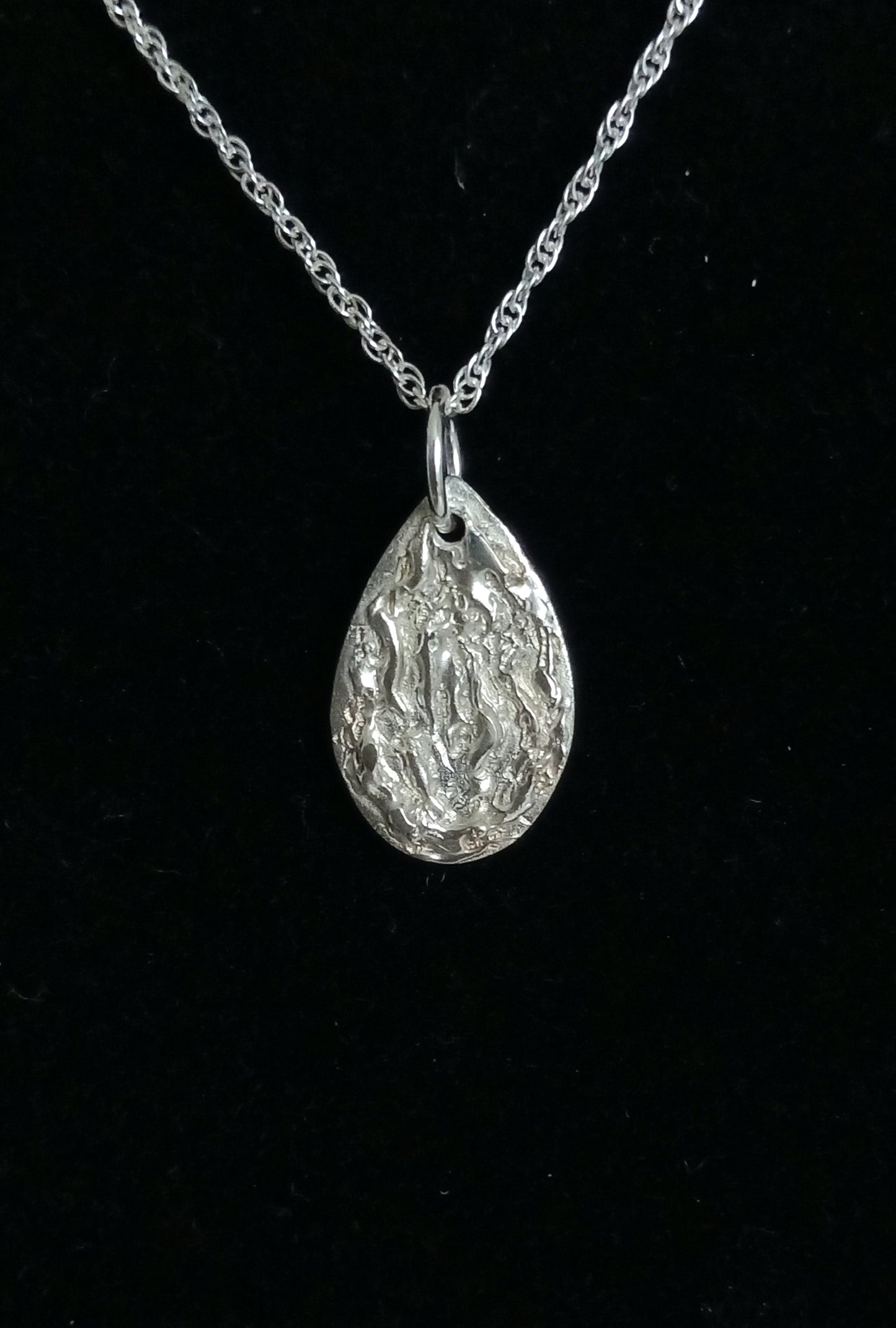 Handmade Solid Silver Teardrop Pendant and Chain