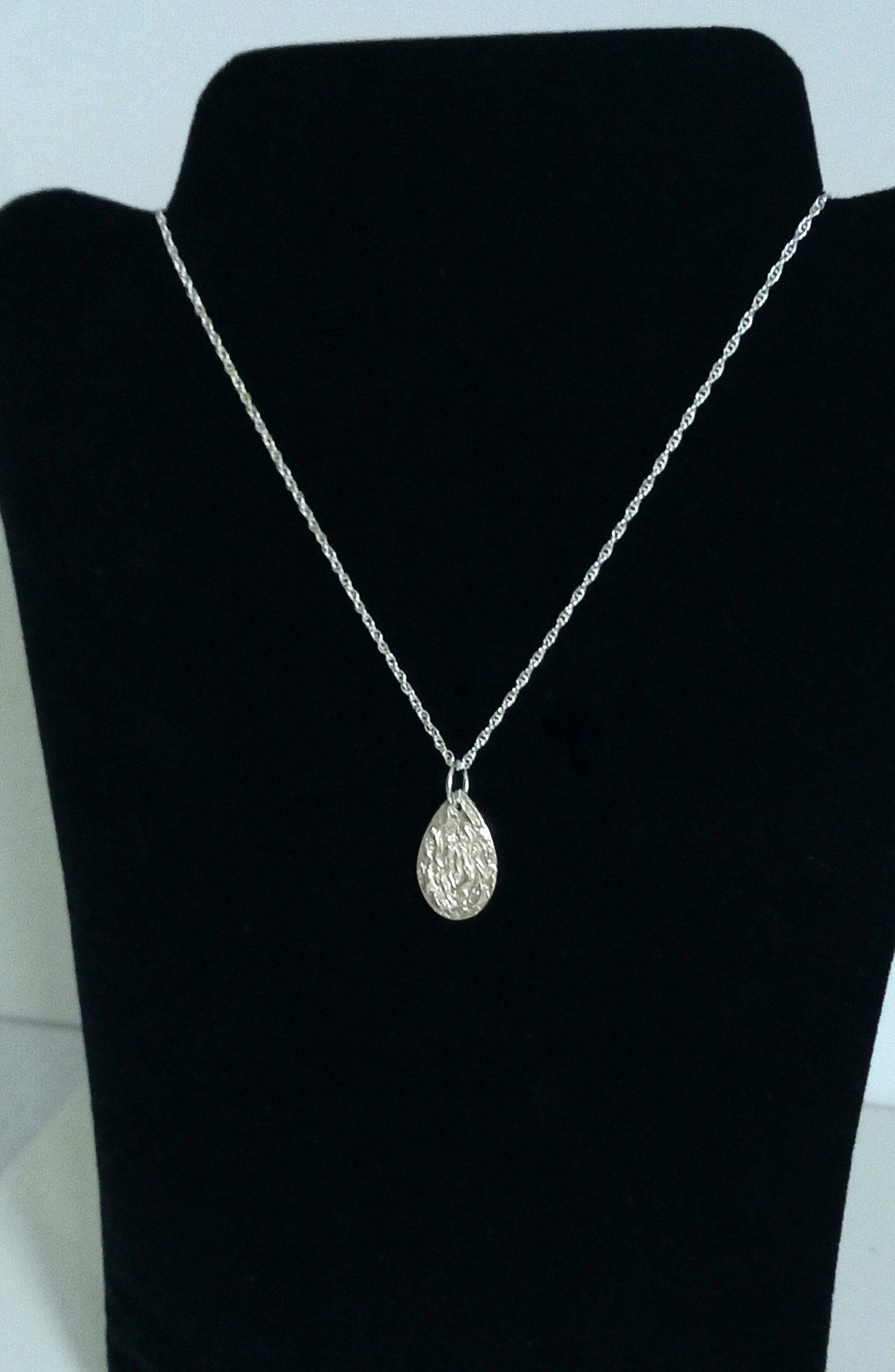 Handmade Solid Silver Teardrop Pendant and Chain