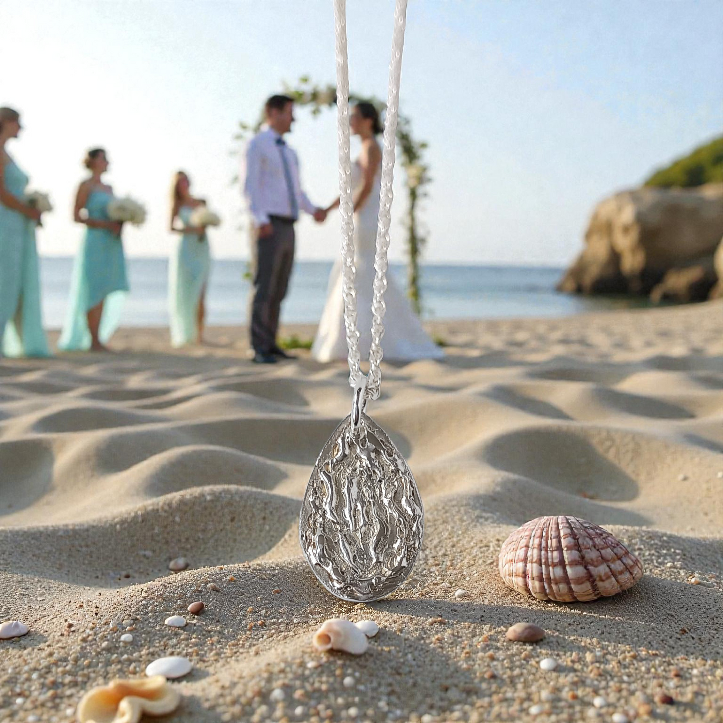 Handmade Solid Silver Teardrop Pendant and Chain