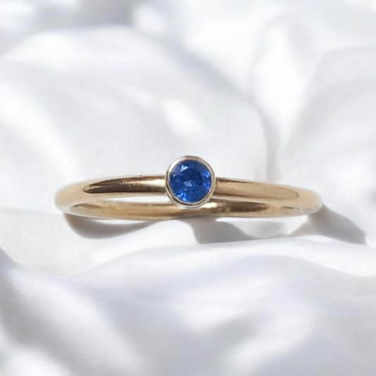Handmade 9ct Solid Gold Dainty Sapphire Stacking Ring