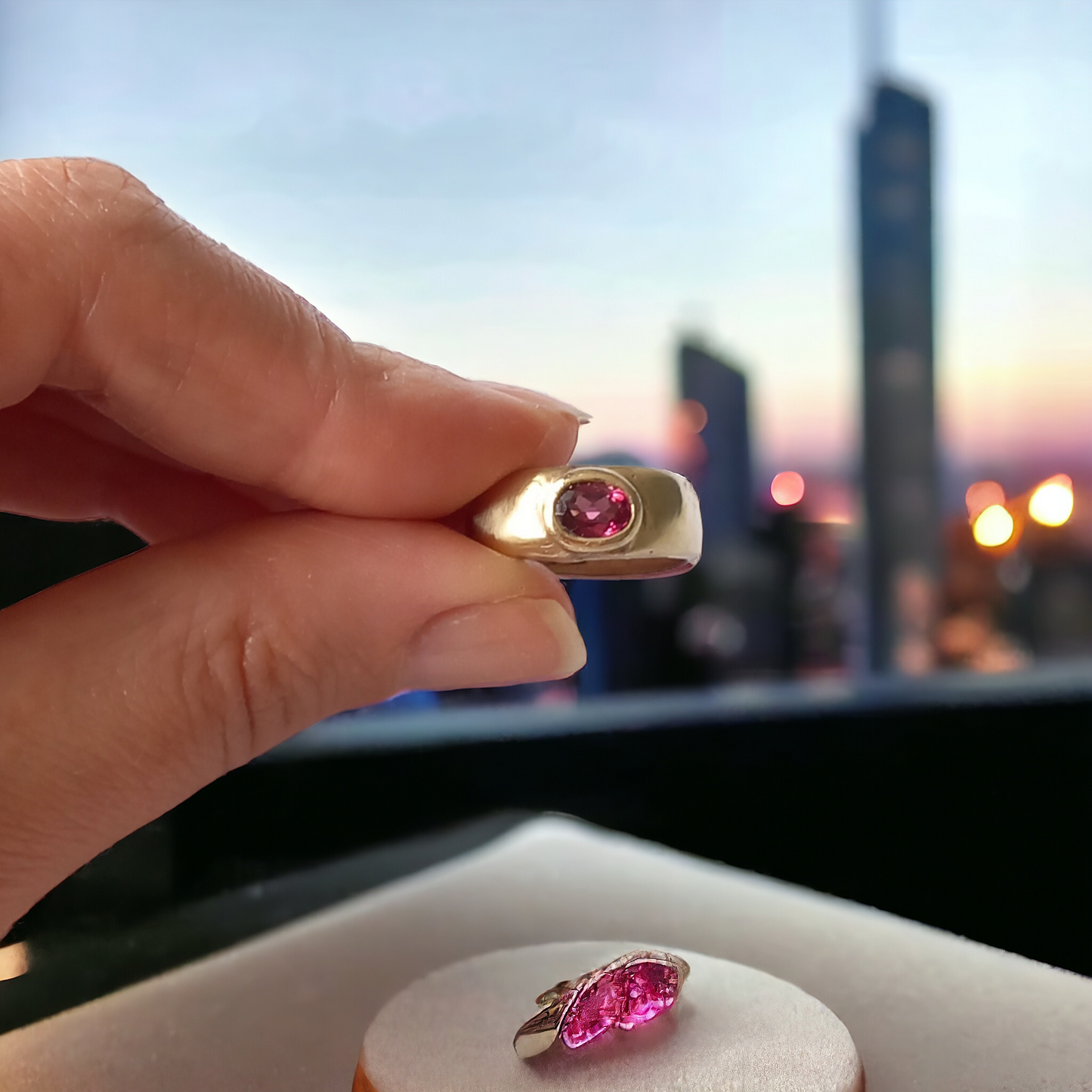 Handmade Solid 9ct Gold Rhodilite Garnet Ring