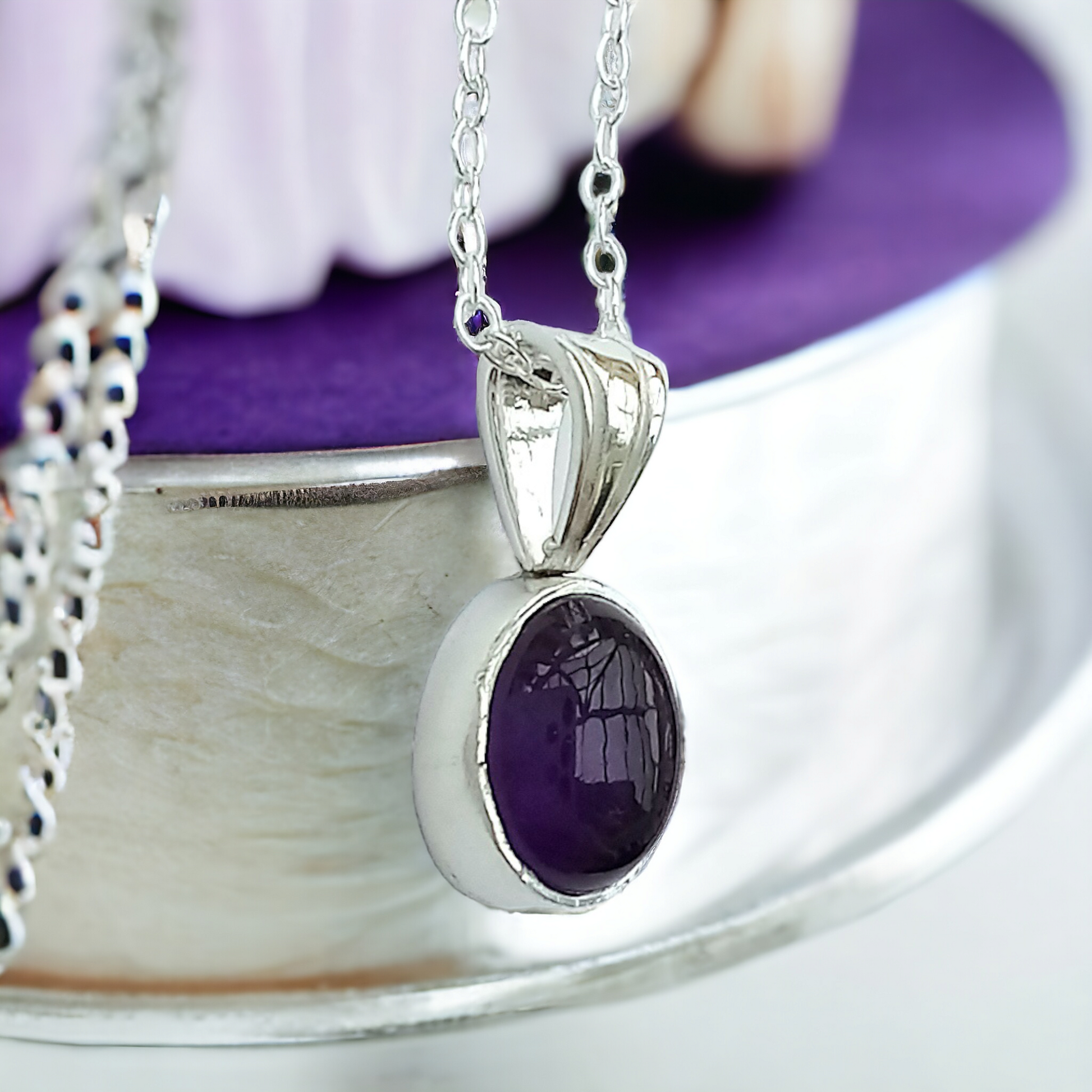 Oval 2025 amethyst pendant