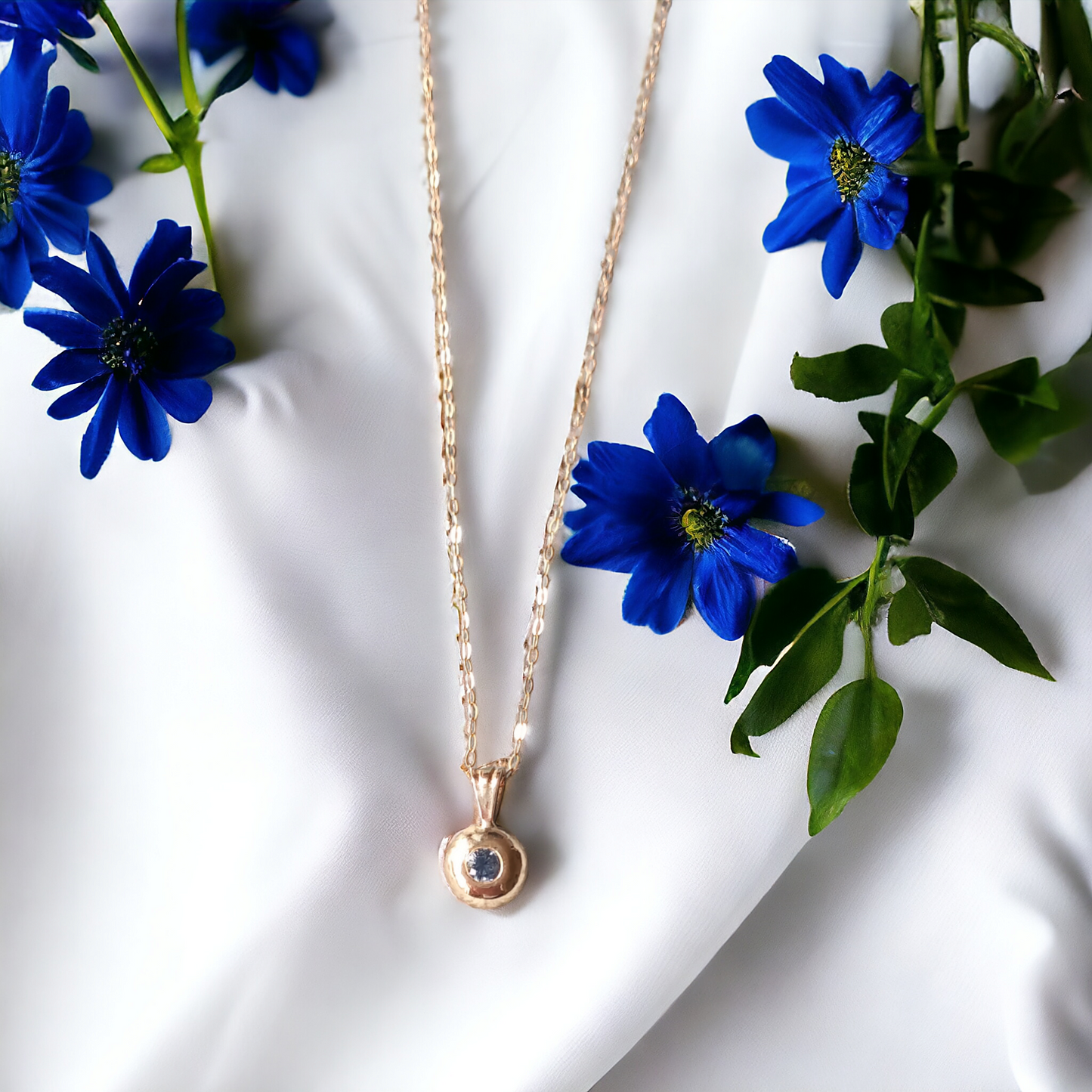 Handmade Solid 9ct Gold Nugget Sapphire Pendant