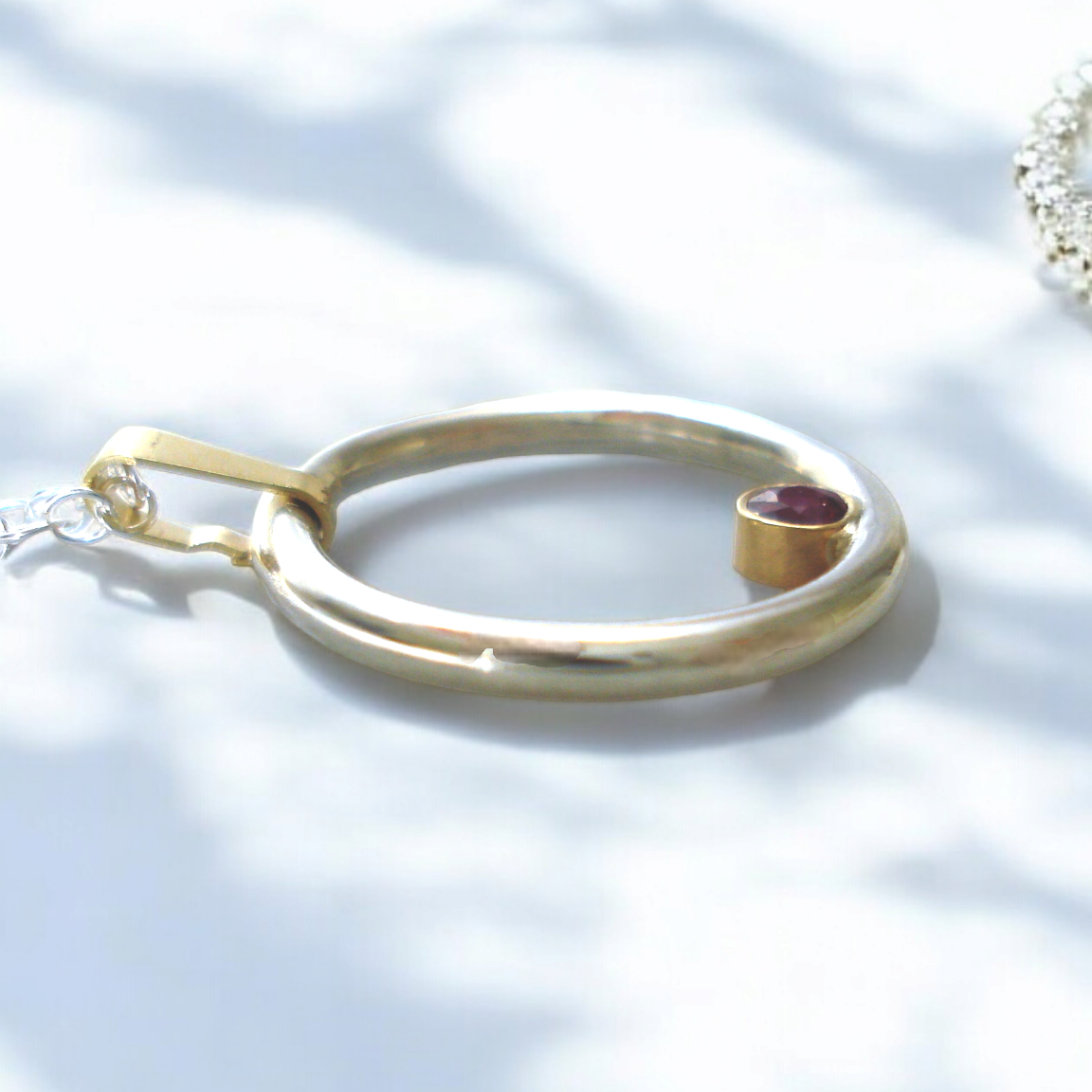 Silver and 9ct Gold Ruby Necklace