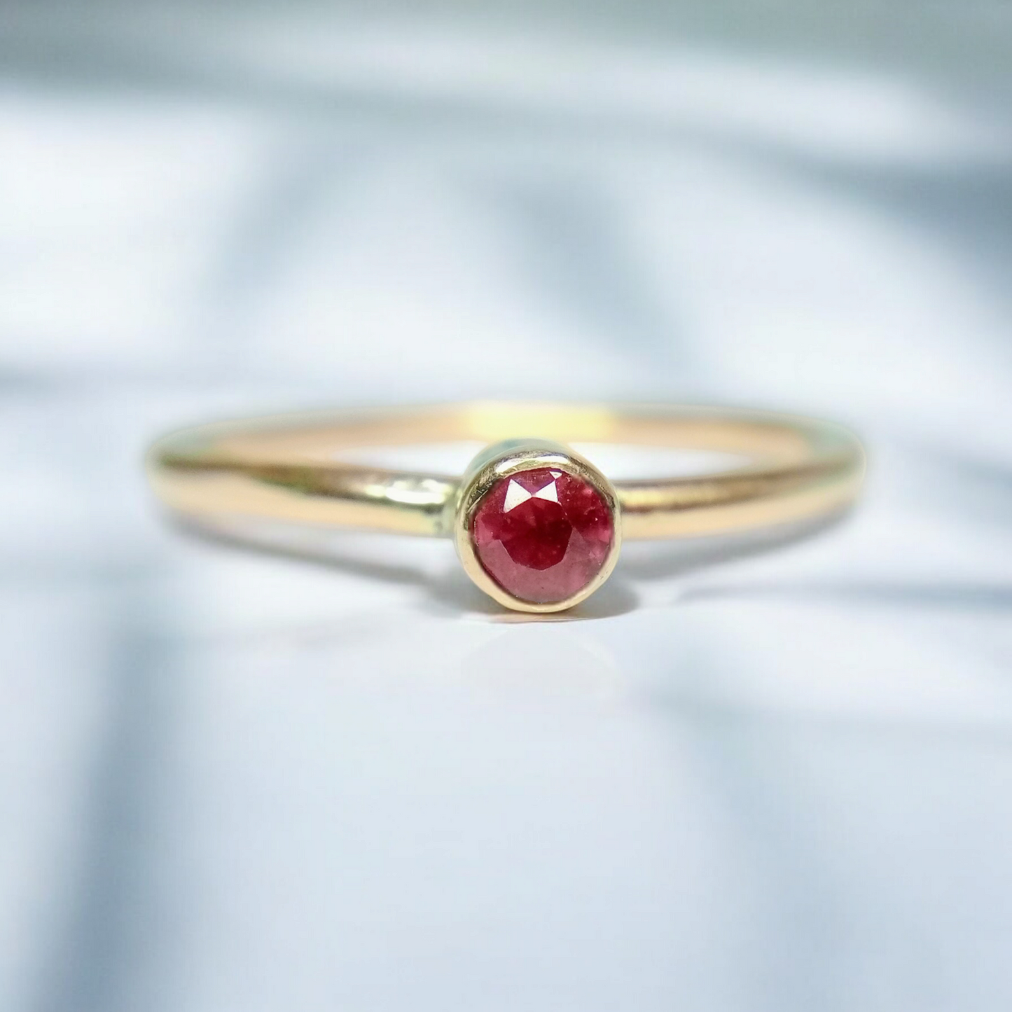 Handmade 9ct Gold Dainty Ruby Stacking Ring