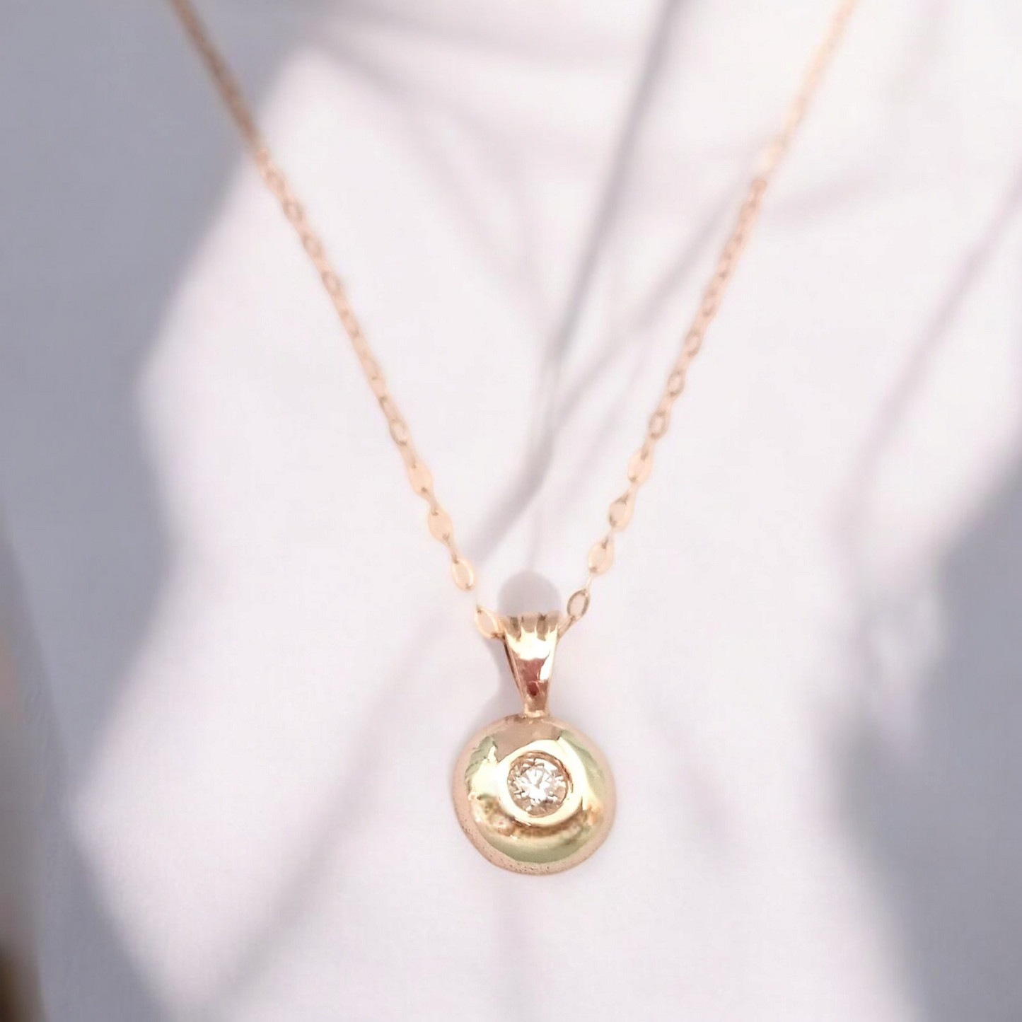 Handmade 9ct Solid Gold and Diamond Nugget Necklace
