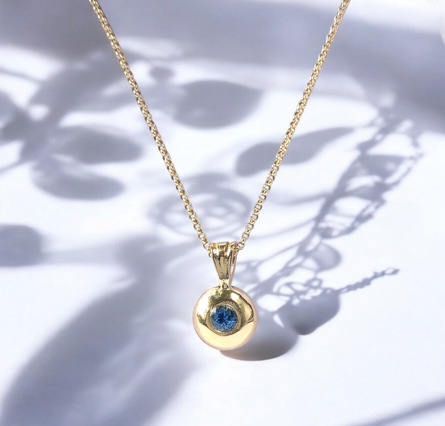 Handmade Solid 9ct Gold Nugget Sapphire Pendant