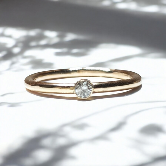 Handmade 9ct Solid Gold and Diamond Engagement Stacking Ring