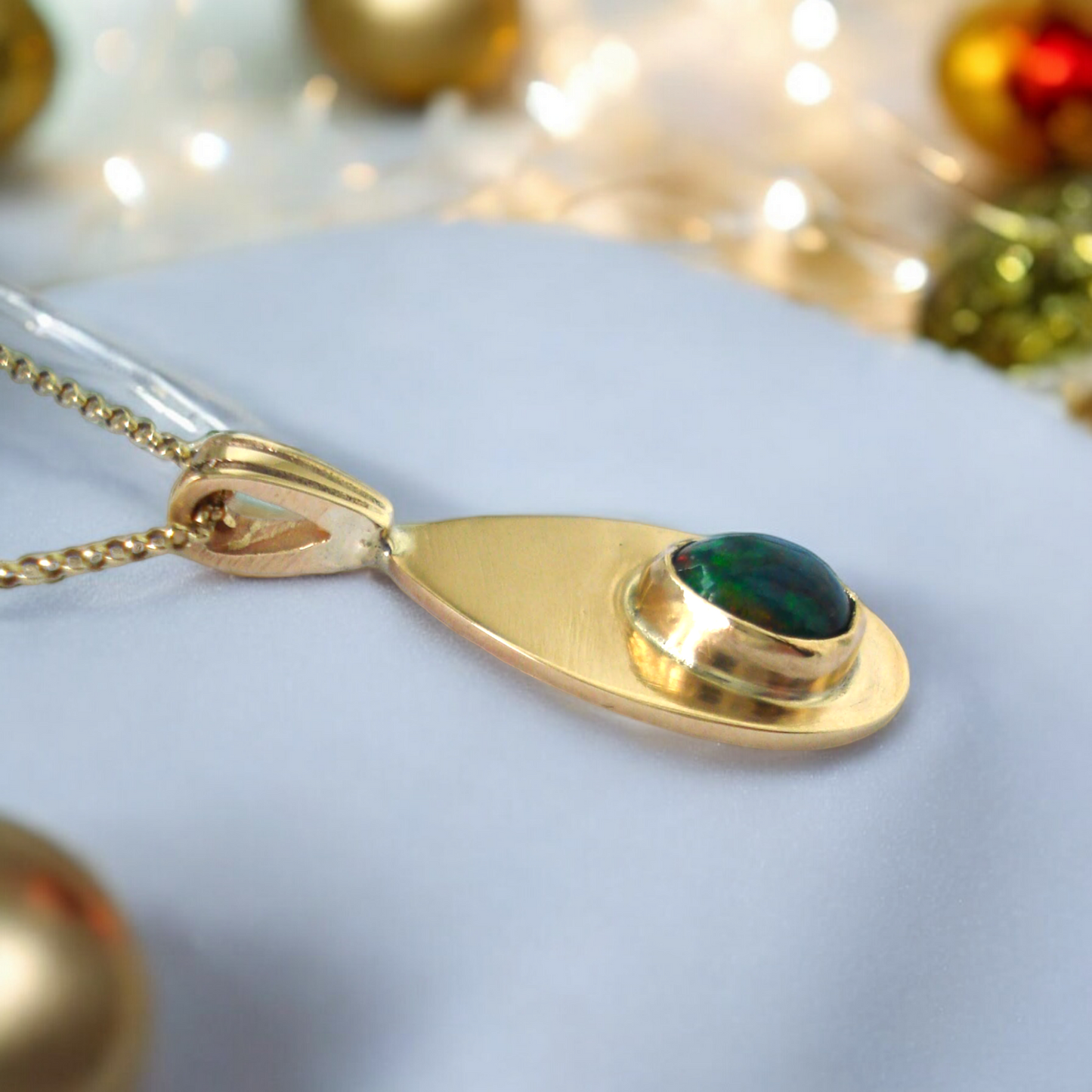 Solid 9ct Gold and Etheopian Opal Teardop Pendant