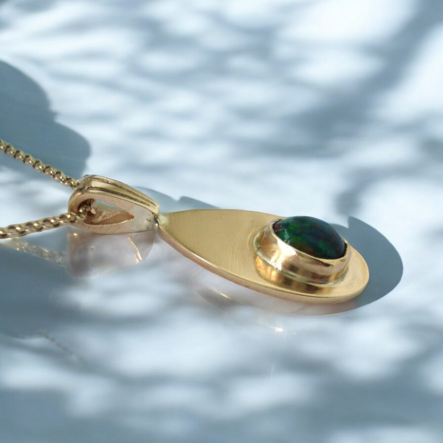 Solid 9ct Gold and Etheopian Opal Teardop Pendant
