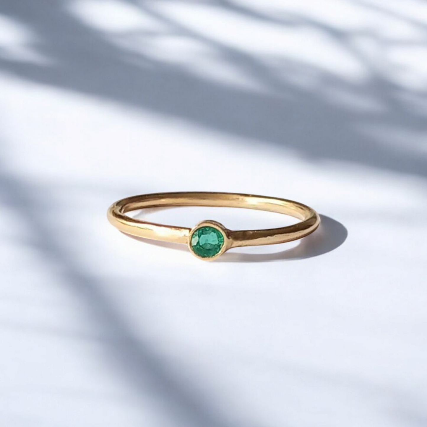 Handmade 9ct Solid Gold and Emerald Stacking Ring