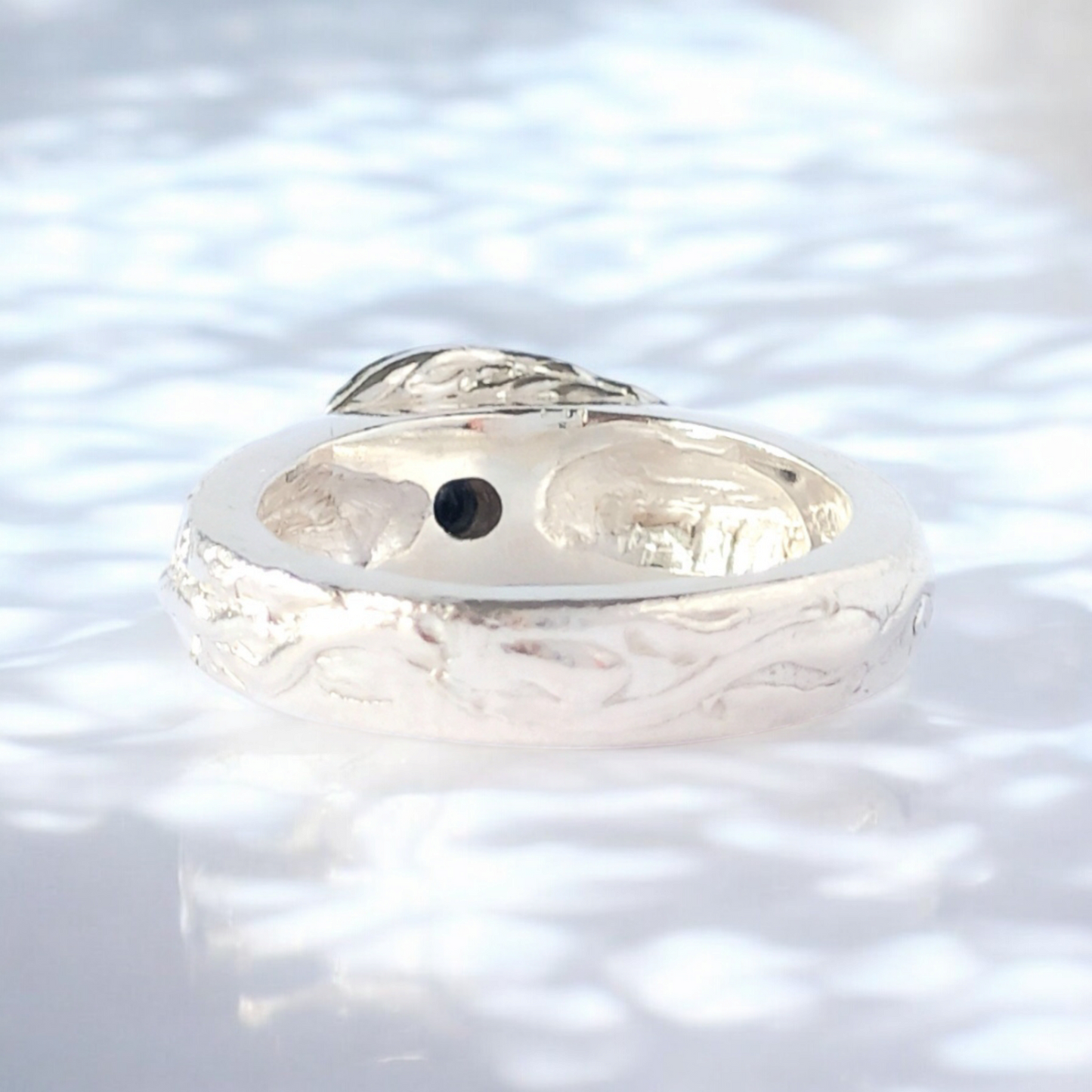 Handmade Solid Silver Wave Crest Sapphire Ring