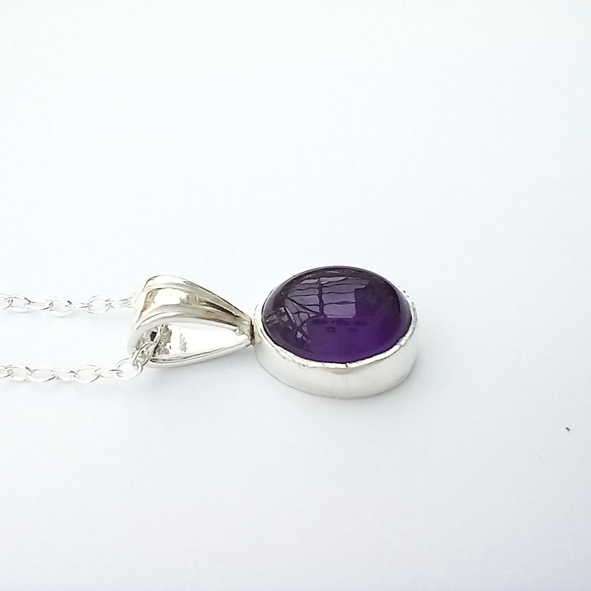 Handmade Silver Oval Amethyst Pendant