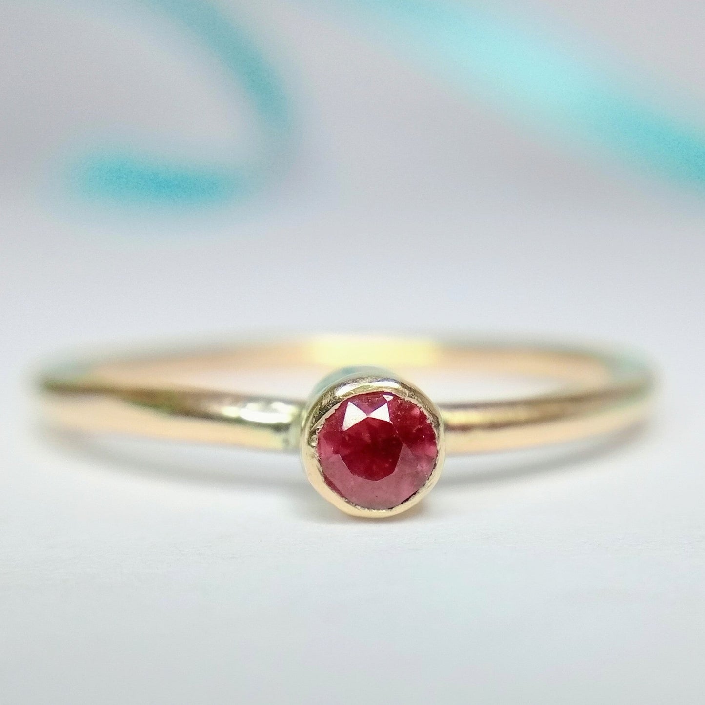 Handmade 9ct Gold Dainty Ruby Stacking Ring