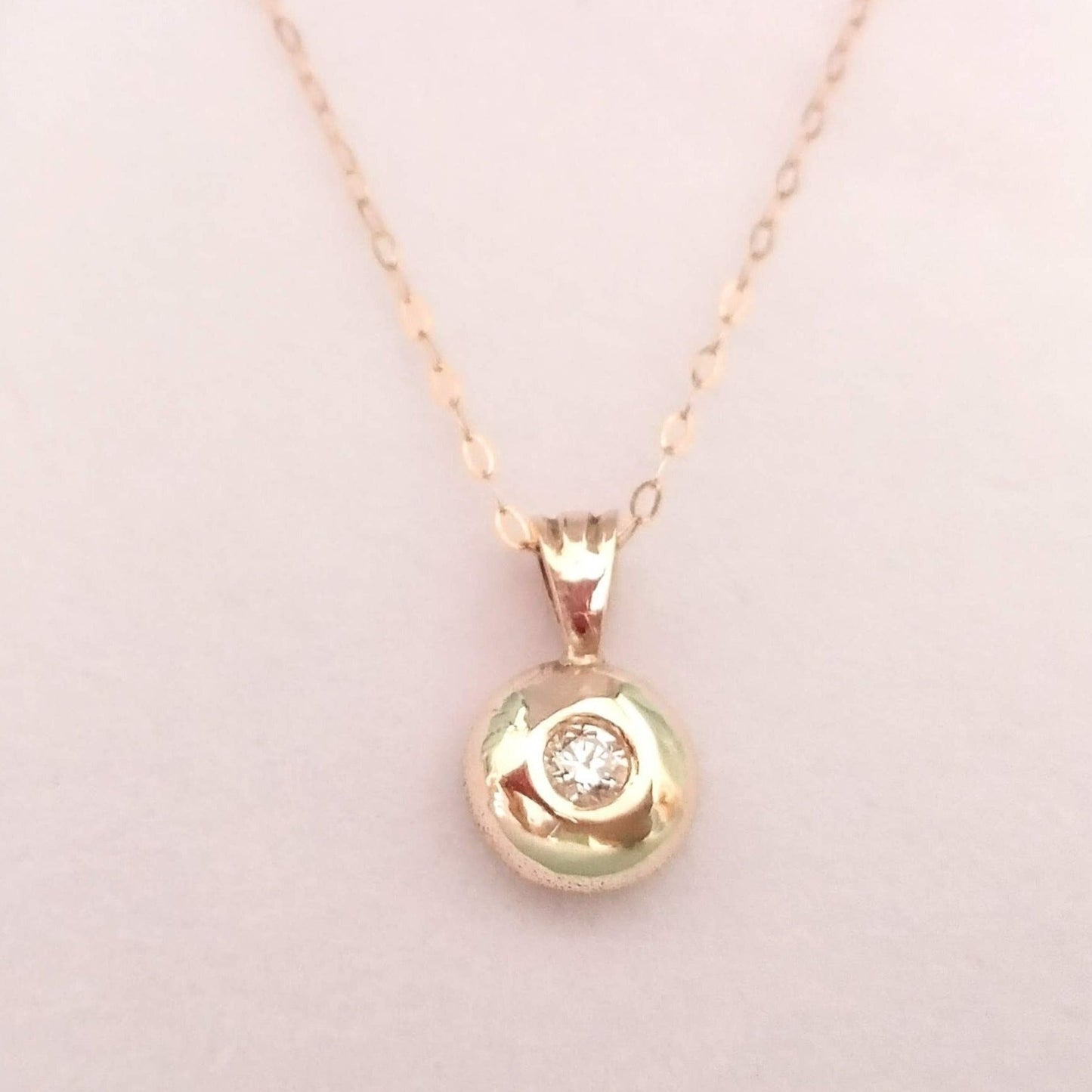 Handmade 9ct Solid Gold and Diamond Nugget Necklace