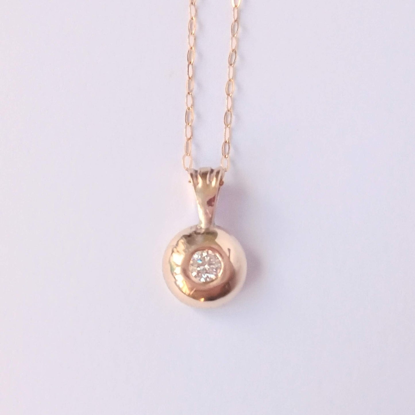 Handmade 9ct Solid Gold and Diamond Nugget Necklace