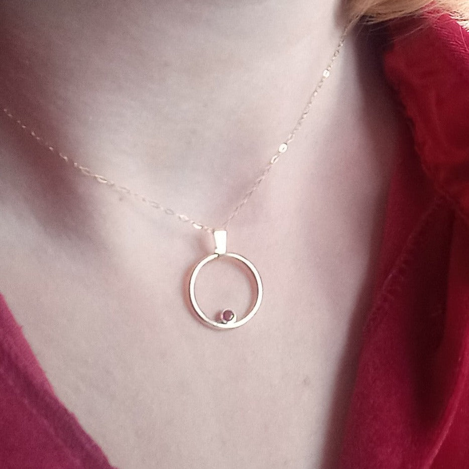 Handmade 9ct Solid Gold Ruby Circle Necklace